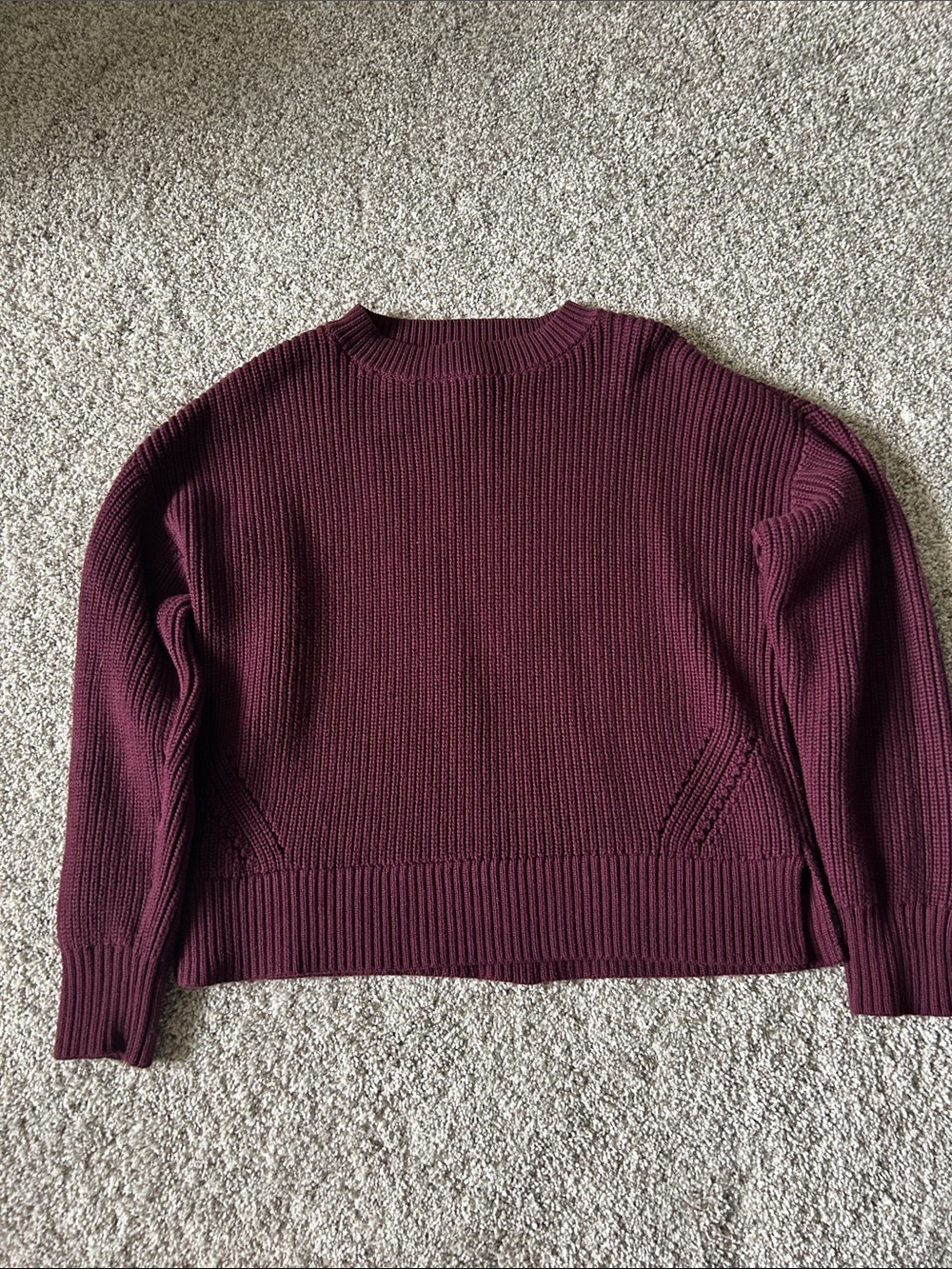 Duluth Trading Co Burgundy Ribbed Crewneck Sweater